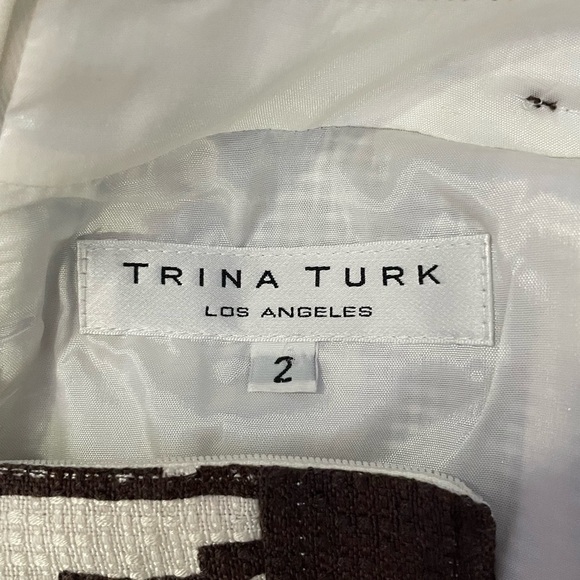 Trina Turk Cap‎ Sleeve Animal Print Belted Sheath Dress in Brown Cream Size 2 - Picture 4 of 4